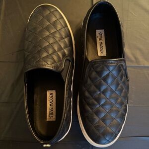 Steve Madden Black Quilted Slip-Ons